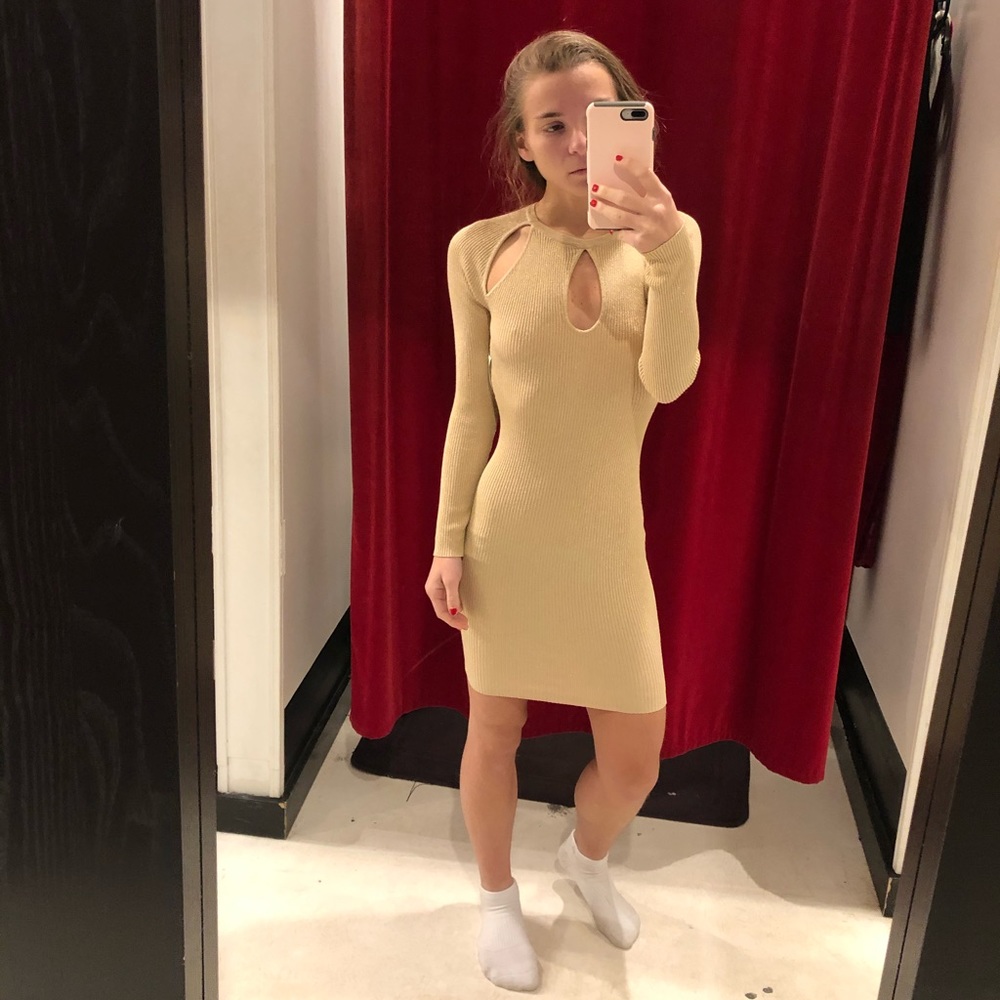 beige bodycon dress